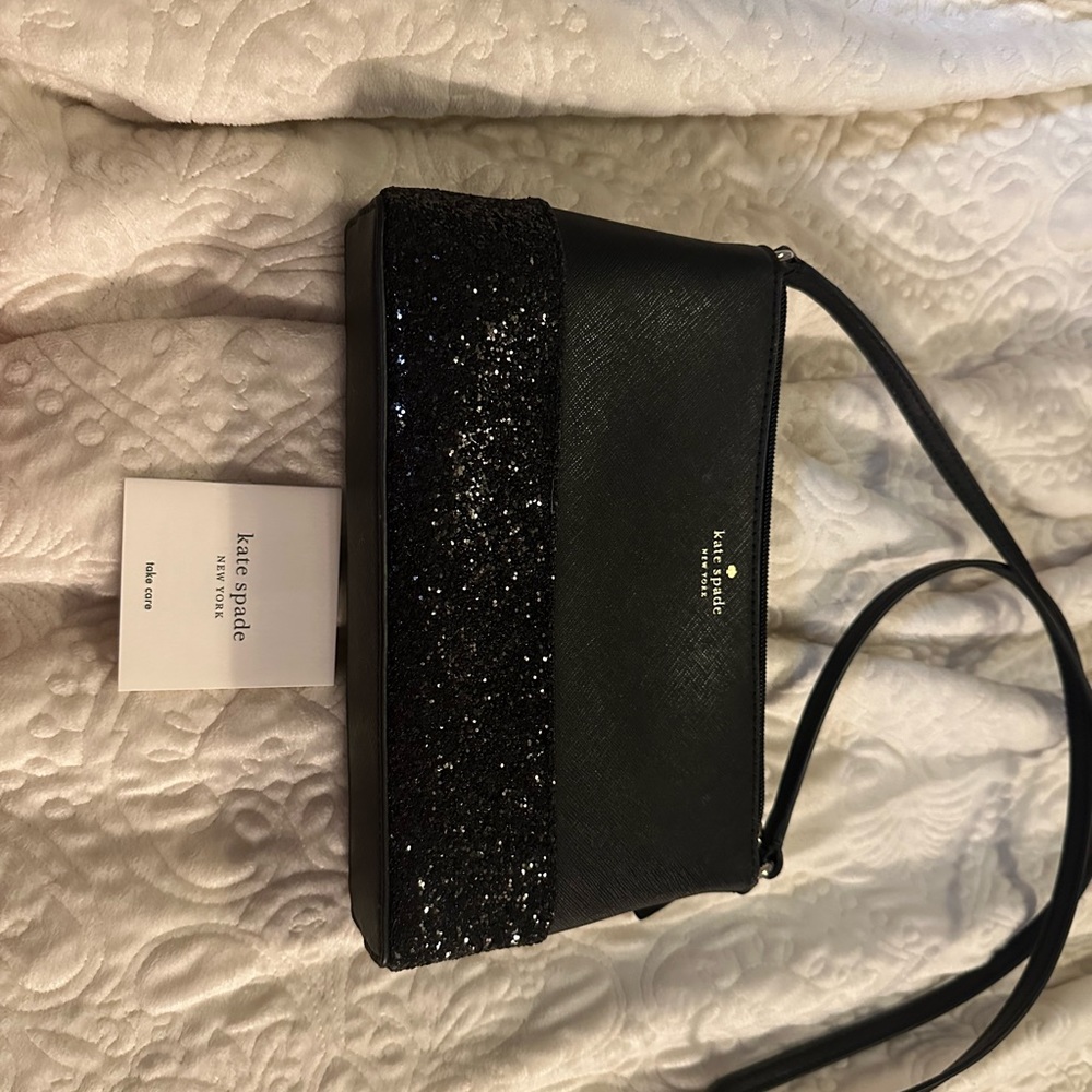Kate Spade Ramey Greta Court Glitter Saffiano Leather Crossbody